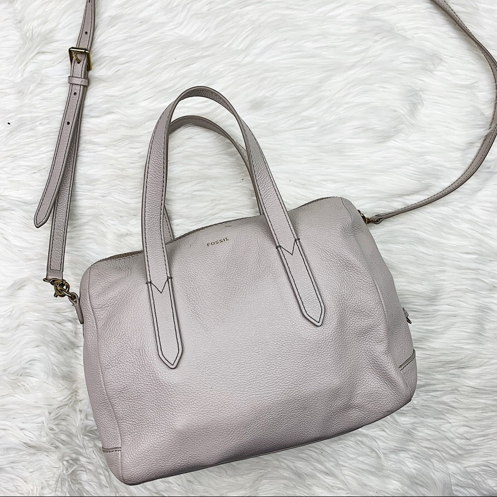 Fossil Sydney Leather Satchel Mineral Grey